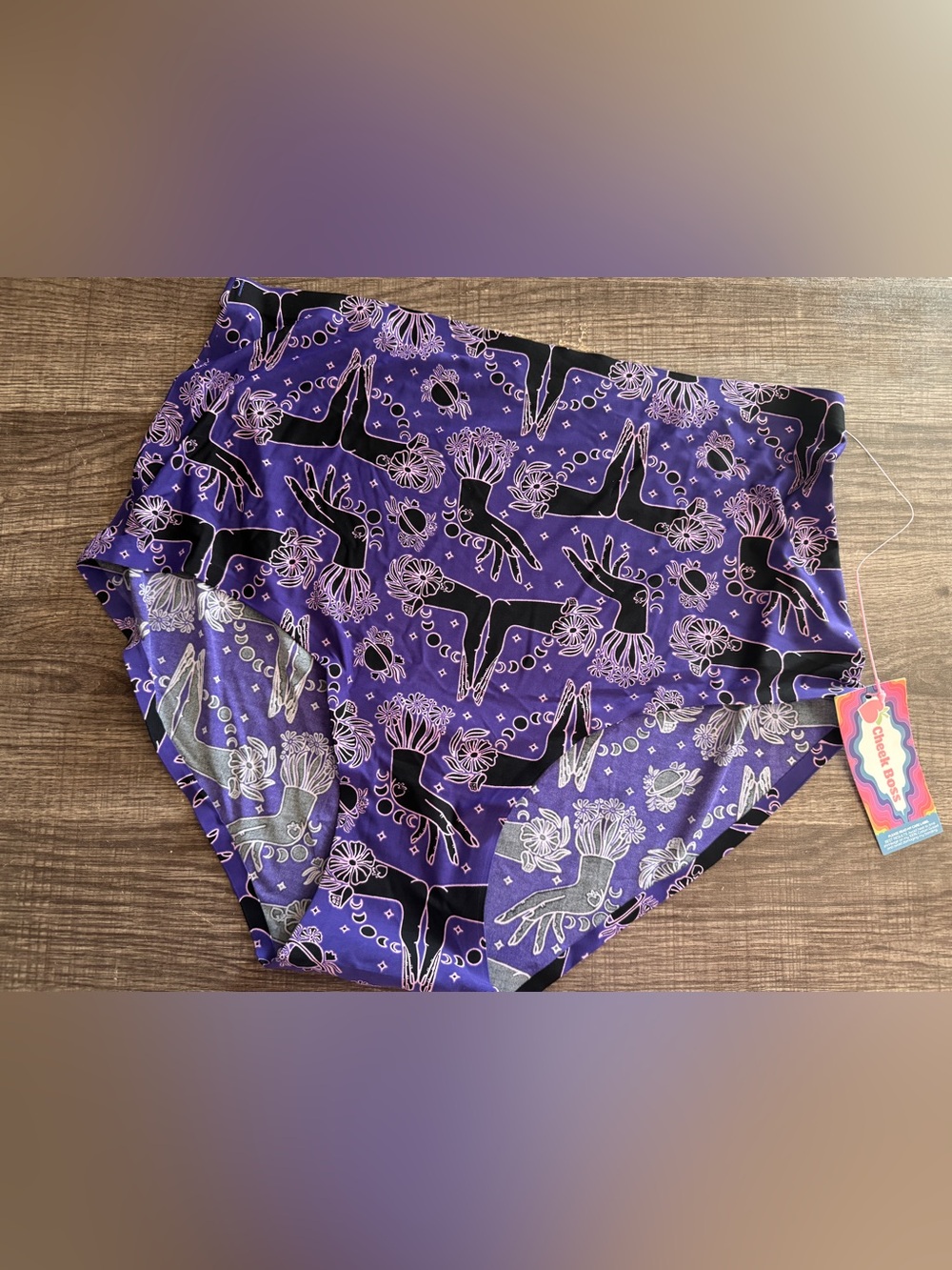 Cheek Boss 2XL Brief Purple Celestial Witchy Underwear NWT